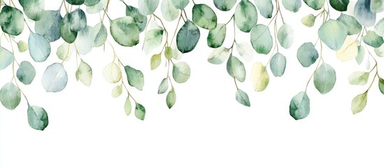 Eucalyptus leaves and greenery borders collection Watercolor foliage and branches suitable for invitations greeting cards save the date notices and stationery design Hand drawn artwork