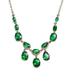 "Elegant Emerald Necklace: Isolated on Transparent Background. PNG Format"