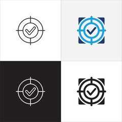 Target icon. Aim icons set. Goal and objective symbol. Business and management icons. Vector stock illustration in thin line and color flat solid variation graphic resource.