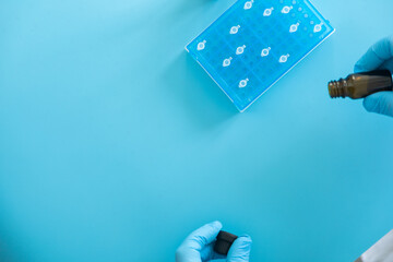 Production line pharmaceutical industry. Manufacturing of drugs and medications, pharmaceuticals.