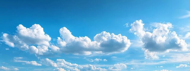 A blue sky dotted with white clouds, a plane trailing contrails in the mid-levels, a smaller plane in the foreground