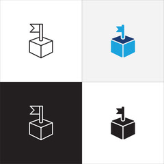 Target pole icon. Aim pole flag icons set. Goal and objective symbol. Business and management icons. Vector stock illustration in thin line and color flat solid variation graphic resource.