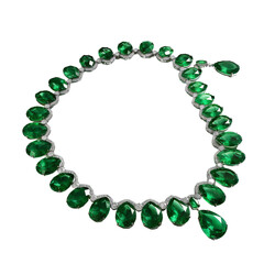 "Royal Emerald Necklace: Isolated on Transparent Background. PNG Format"