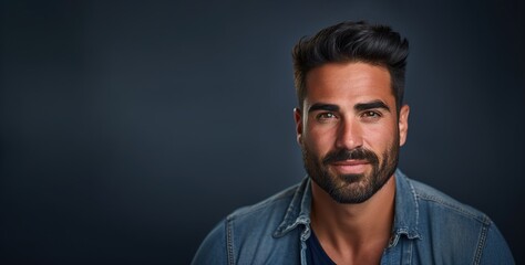 A man with a beard and a blue shirt is smiling