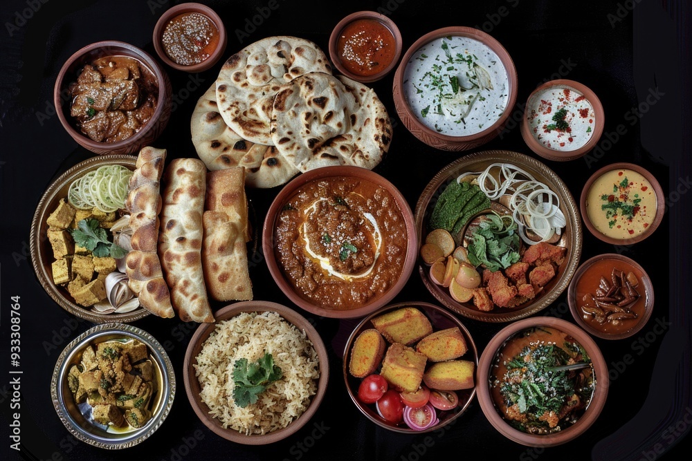 Poster a colorful table filled with diverse food items