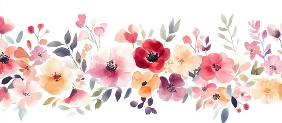 Obraz premium Floral watercolor artwork featuring a handcrafted composition Extensive collection of watercolor elements suitable for textile design wallpaper and greeting cards