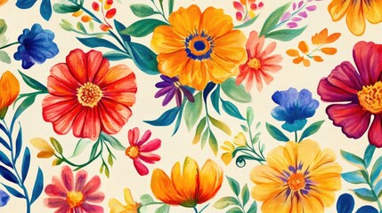 Mexican floral watercolor ornament