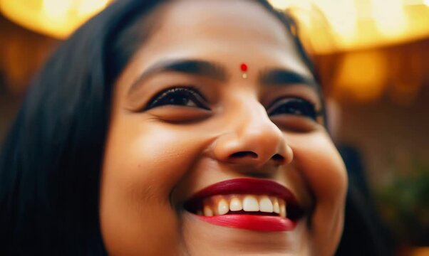 Indian Woman Joyfully Splitting Bill with Friends in Restaurant