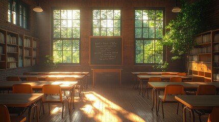 Sunlight Streaming Through Classroom Windows