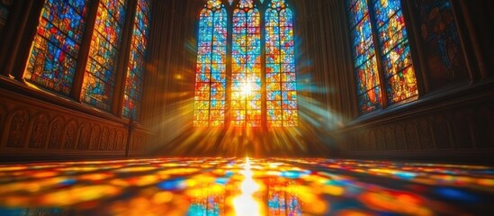Obraz premium Stained Glass Window with Sunbeams