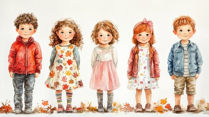 Joyful Gathering of Diverse Children in Spring