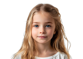 [Transparent Background PNG]Portrait of a Little Girl with Blonde Hair and Blue Eyes