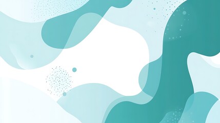 Abstract Background with Teal and White Fluid Shapes and Dots