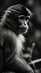 Obraz premium Black and White Photography of a Monkey. Lowkey.
