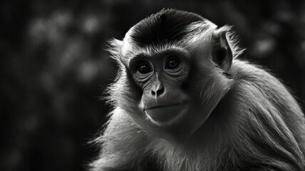 Fototapeta premium Black and White Photography of a Monkey. Lowkey.