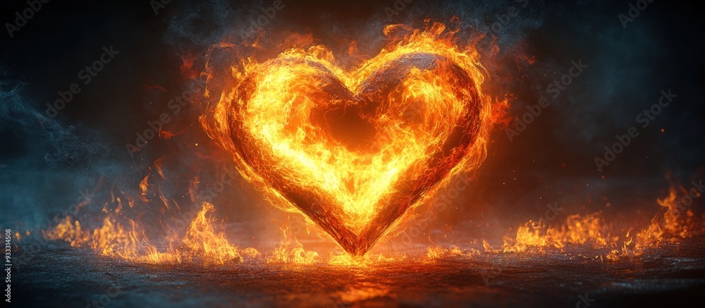 Wall mural flaming heart