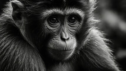 Obraz premium Black and White Photography of a Monkey. Lowkey.