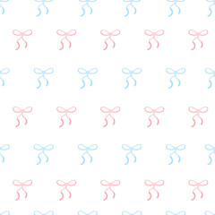 Seamless vector pattern with blue and pink bows for a baby shower
