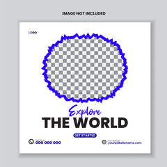 Travel and tour  post  design also travel holiday flyer layout vector template design 
