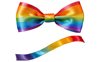 ribbon bow, rainbow color on transparent background
