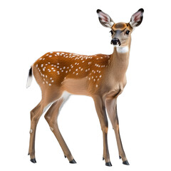 [Transparent Background PNG]Whitetail Deer Fawn Standing on White Background