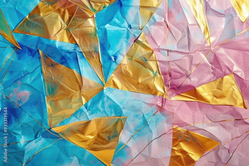 Poster A detailed view of a vibrant paper with intricate design and patterns