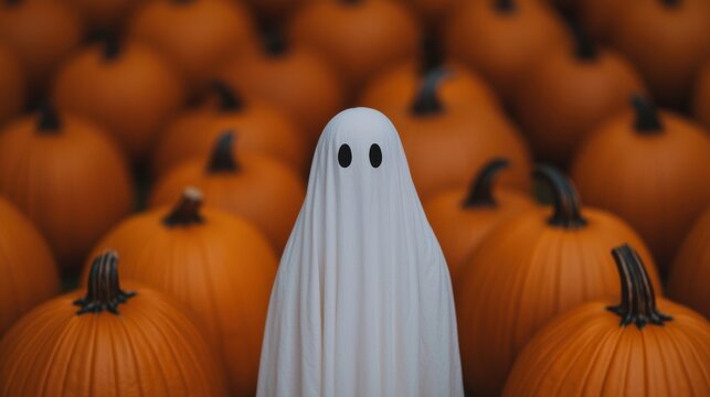 Ghostly Storytelling Session with Pumpkins - Halloween Concept with Copy Space, Selective Focus in Ultra HD