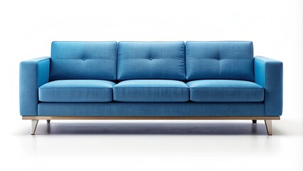 Cutout image of a modern blue couch with sleek design, furniture, sofa, interior, home decor, living room, isolated