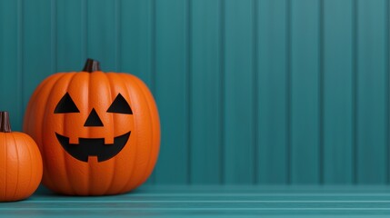 Obraz premium Vibrant Halloween Pumpkin Festival - Cartoon Spooky Night Celebration with Copy Space, Selective Focus, Quality