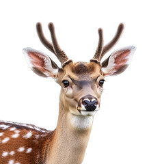 Obraz premium [Transparent Background PNG]Closeup Portrait of a Young Fawn with White Background