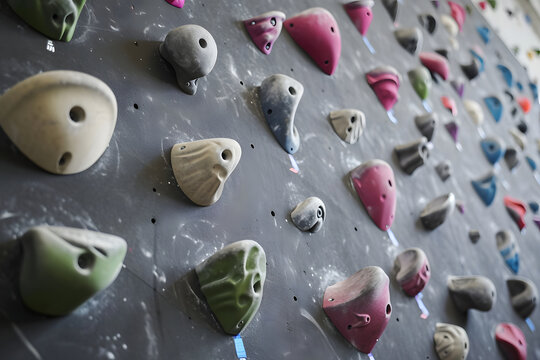 Bunte Kletterw&auml;nde in einer Indoor-Kletterhalle