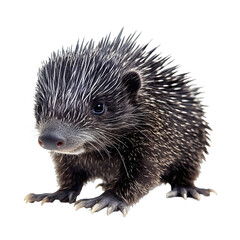 Obraz premium [Transparent Background PNG]Cute Baby Hedgehog with Spiky Fur Standing on White Background