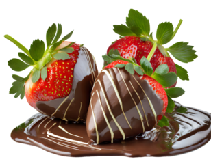 Fresh chocolate covered strawberries on a isolated on white backgroun. Generative AI.