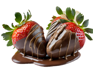 Fresh chocolate covered strawberries on a isolated on white backgroun. Generative AI.