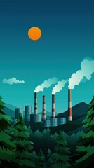 Obraz premium Industrial development, new factory buildings rising, flat design illustration