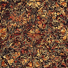 Abstract seamless pattern with geometric shapes in warm colors.