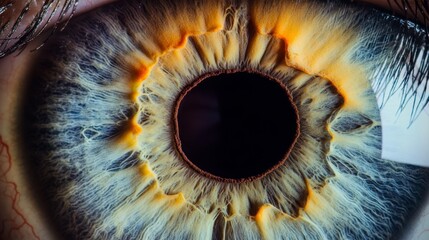 Extreme Close-up of Human Eye: Intricate Iris Patterns and Reflections