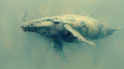 Obraz premium An abstract, minimalist depiction of a whale in motion, using just a few bold, sweeping lines to capture the curvature and elegance of its form