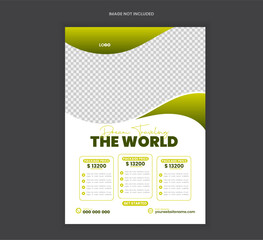 Travel flyer design also travel holiday flyer layout vector template
