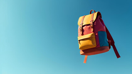 backpack on blue background