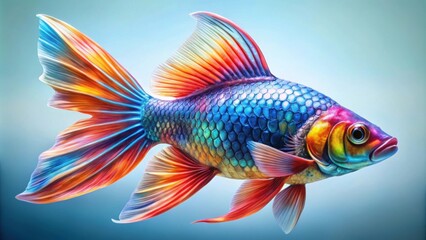 Fototapeta premium Vibrantly colored freshwater fish with long, flowing fins , Angel fish, colorful, aquarium, exotic, tropical, underwater