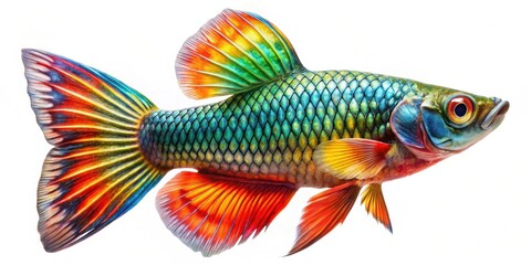 Fototapeta premium Vibrantly colored freshwater fish with long, flowing fins , Angel fish, colorful, aquarium, exotic, tropical, underwater