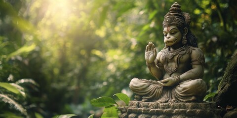 Obraz premium Hanuman Statue in Forest Setting