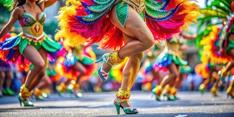 Agile feet of a carnival dancer in a vibrant and energetic dance , carnival, passista, Brazilian, samba, dance, energy