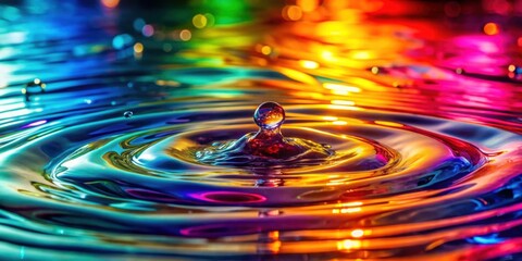 Water under different light refractions, showcasing vibrant colors and textures, water, light, refractions
