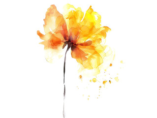 A vibrant yellow flower in watercolor style, symbolizing beauty and nature's grace, perfect for artistic and floral themes.