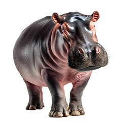 [Transparent Background PNG]Hippopotamus Standing on White Background