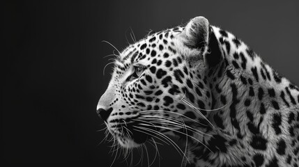 Obraz premium A close-up image of a leopard's face with a striking black and white color scheme