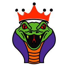 Snake with Crown Logo Vector Design