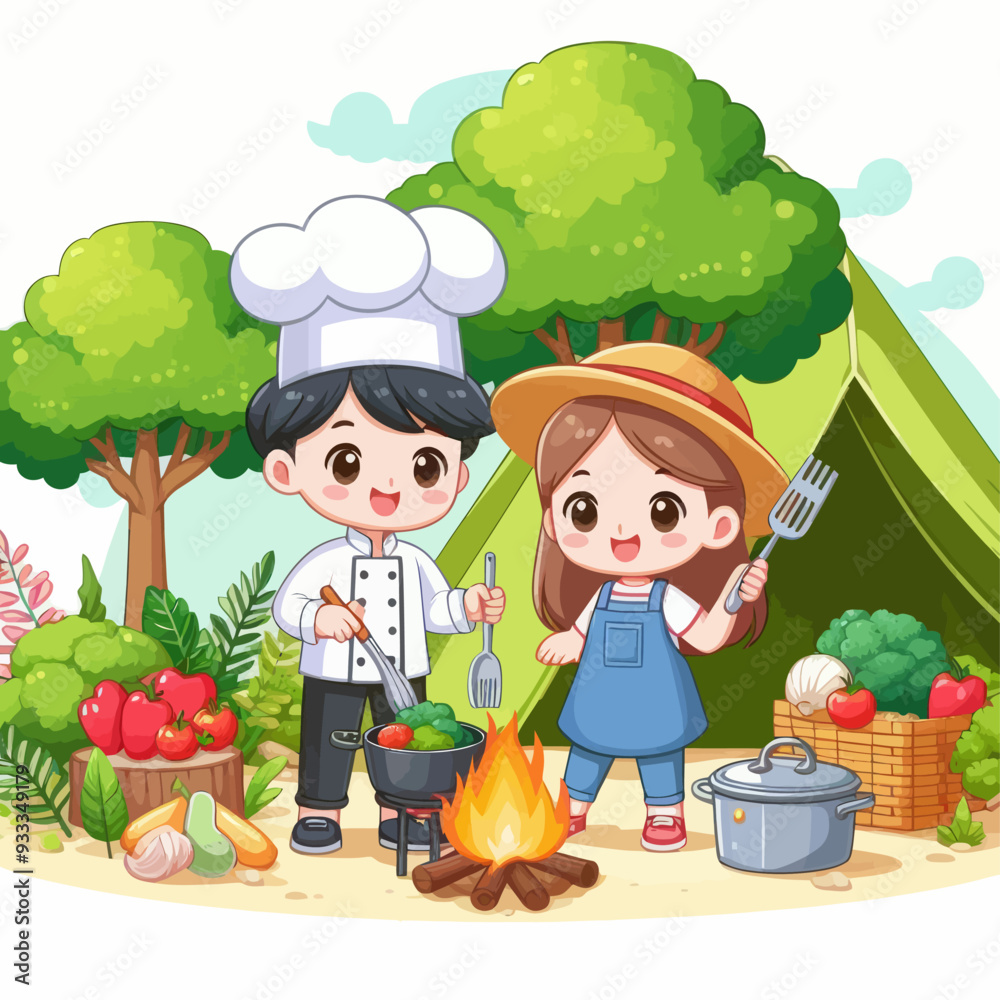 Wall mural cooking in nature vector